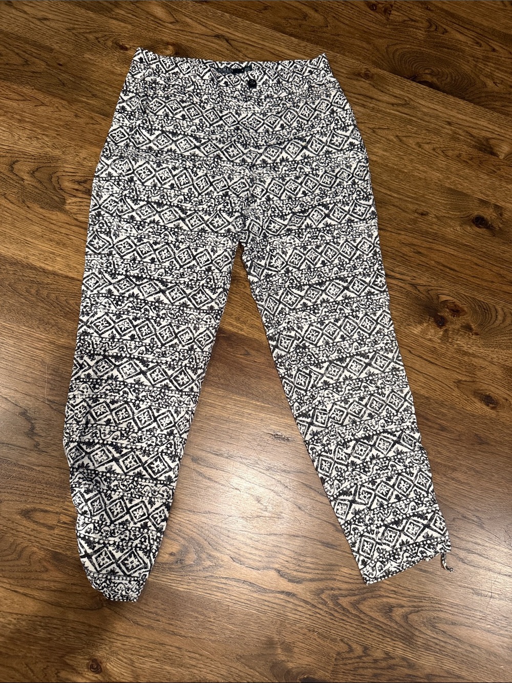 Lauren Ralph Lauren Black and White Patterned Jogger Pants Size 2-004